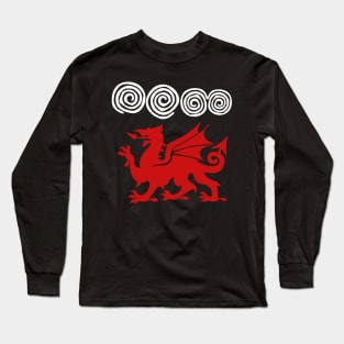 Welsh Dragon Spiral Rock Art Long Sleeve T-Shirt